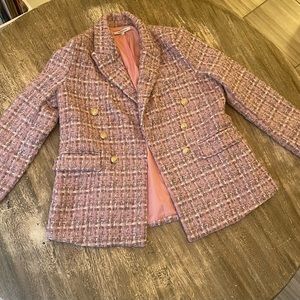 Tweed pink metallic blazer